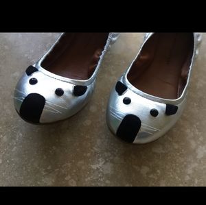 Marc Jacobs Silver leather Mouse ballet flats